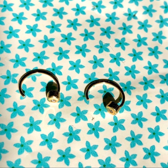 Melissa Joy Manning 14K Gold Diamond Hug Earrings Flush Set Delicate Mini Hoops - Picture 9 of 15